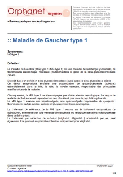 Gaucher type 1, maladie de (2023)